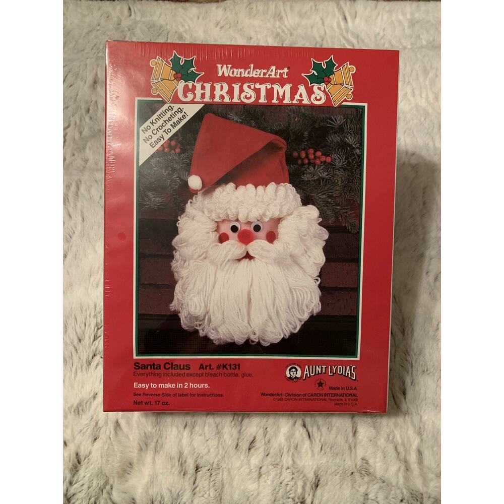 WonderArt Christmas Santa Claus Art Kit USA Aunt Lydia’s Vintage 1991